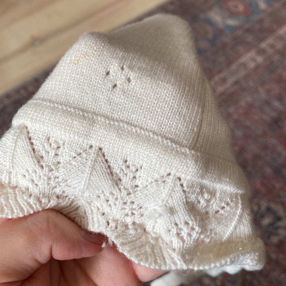 New Pottery Barn Kids cashmere blend baby bonet and socks set 3-6 months. - Picture 3 of 7